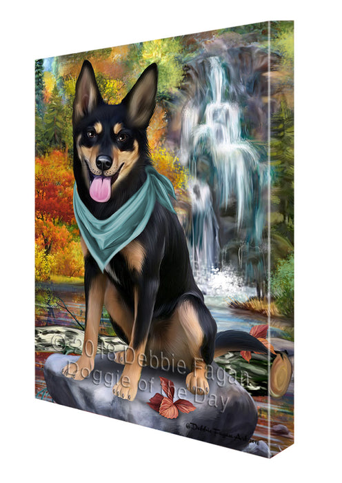 Scenic Waterfall Australian Kelpie Dog Canvas Print Wall Art Décor CVS83564