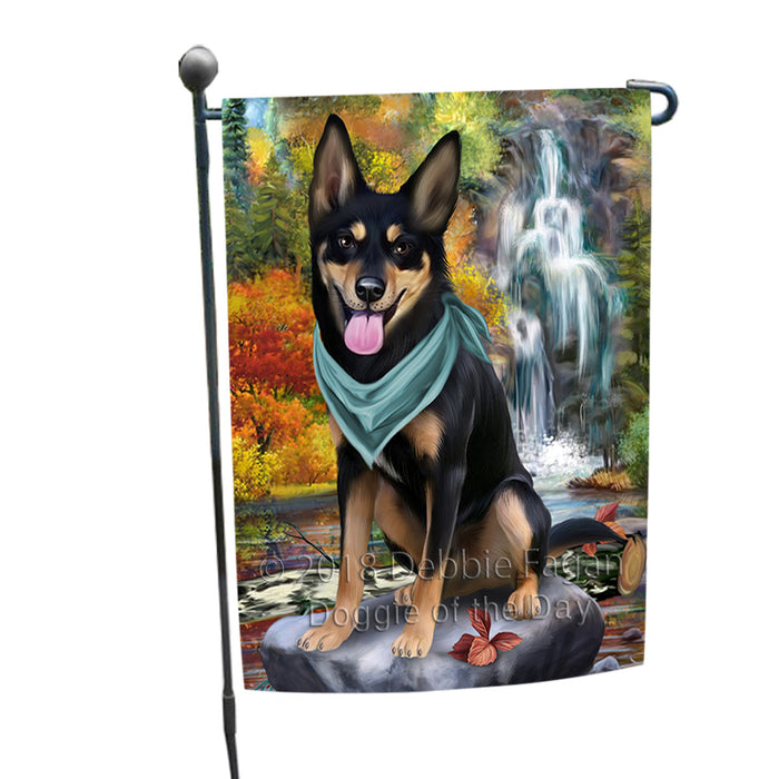 Scenic Waterfall Australian Kelpie Dog Garden Flag GFLG51808