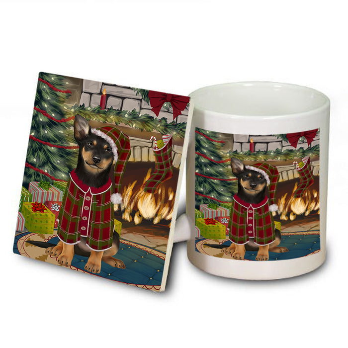 The Stocking was Hung Australian Kelpie Dog Mug and Coaster Set MUC55168