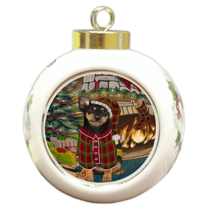The Stocking was Hung Australian Kelpie Dog Round Ball Christmas Ornament RBPOR55532