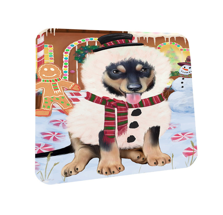 Christmas Gingerbread House Candyfest Australian Kelpie Dog Coasters Set of 4 CST56107