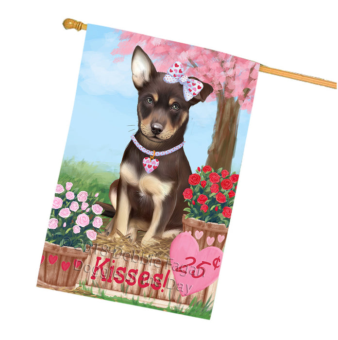 Rosie 25 Cent Kisses Australian Kelpie Dog House Flag FLG56484