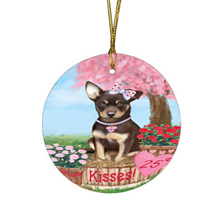 Rosie 25 Cent Kisses Australian Kelpie Dog Round Flat Christmas Ornament RFPOR56156