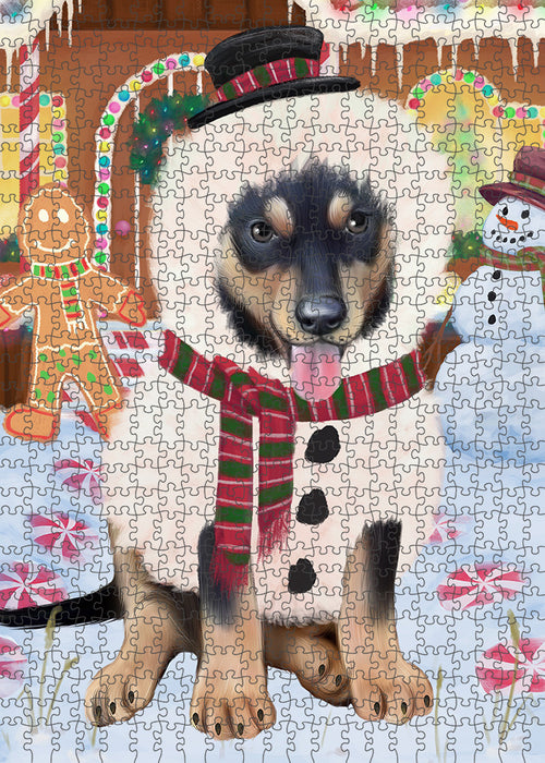 Christmas Gingerbread House Candyfest Australian Kelpie Dog Puzzle with Photo Tin PUZL92796