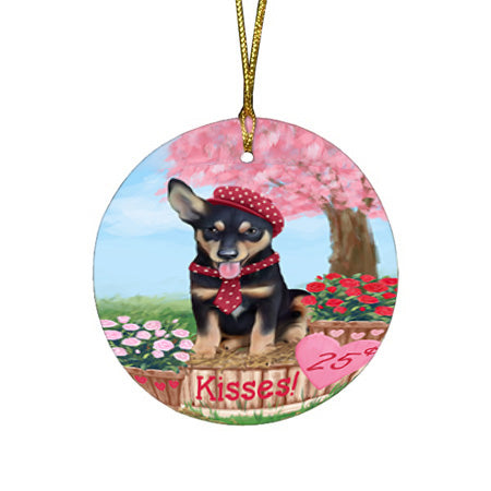 Rosie 25 Cent Kisses Australian Kelpie Dog Round Flat Christmas Ornament RFPOR56157