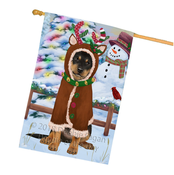 Christmas Gingerbread House Candyfest Australian Kelpie Dog House Flag FLG56834