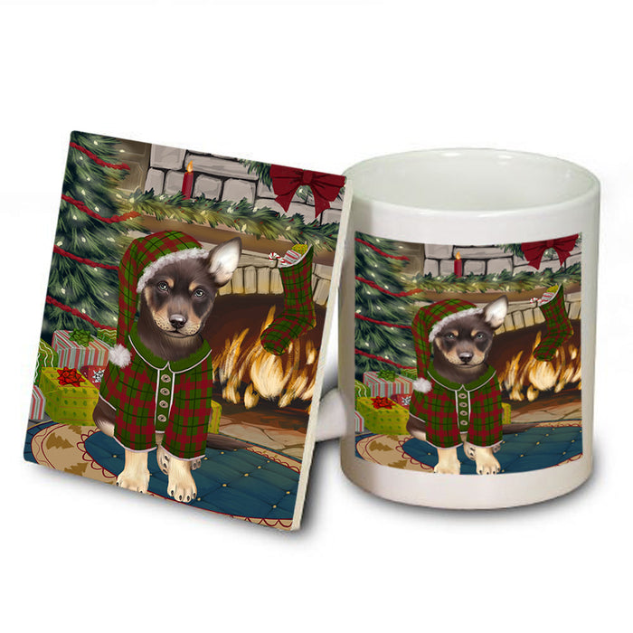 The Stocking was Hung Australian Kelpie Dog Mug and Coaster Set MUC55169