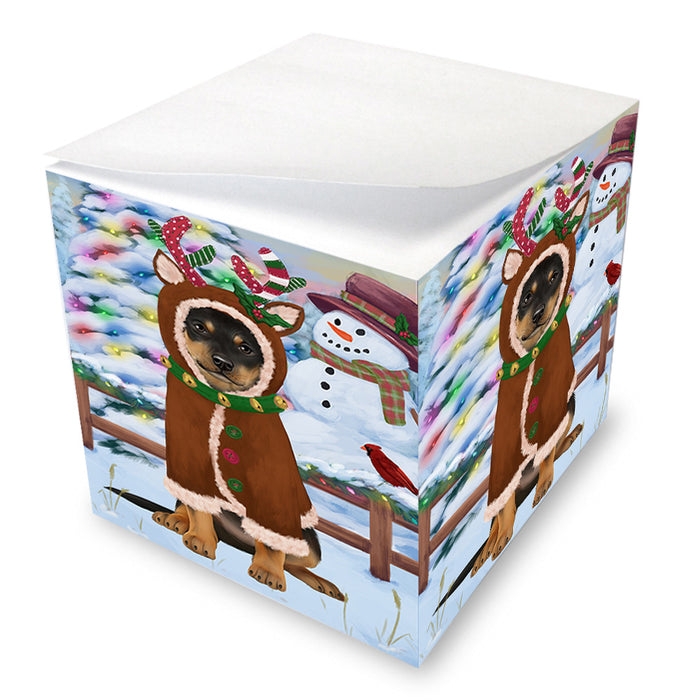 Christmas Gingerbread House Candyfest Australian Kelpie Dog Note Cube NOC54222