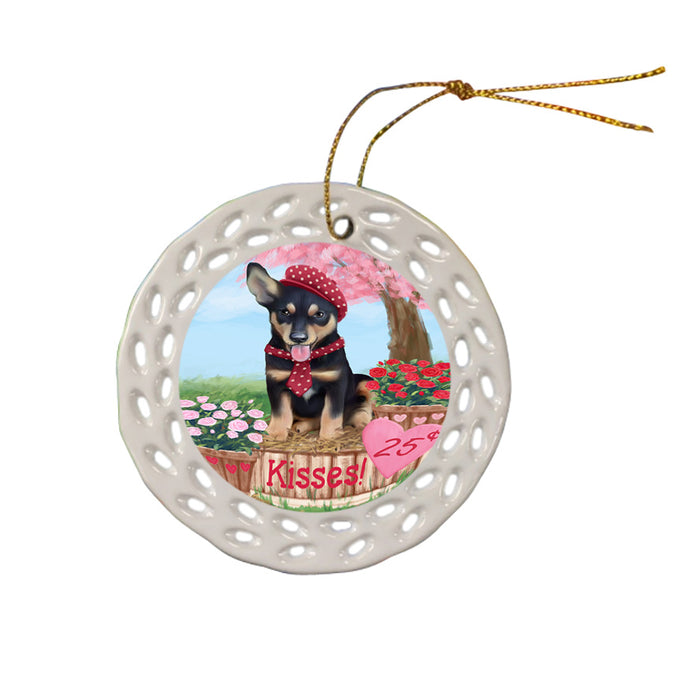 Rosie 25 Cent Kisses Australian Kelpie Dog Ceramic Doily Ornament DPOR56157