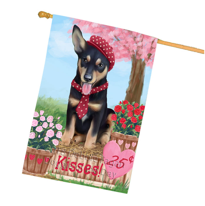Rosie 25 Cent Kisses Australian Kelpie Dog House Flag FLG56485