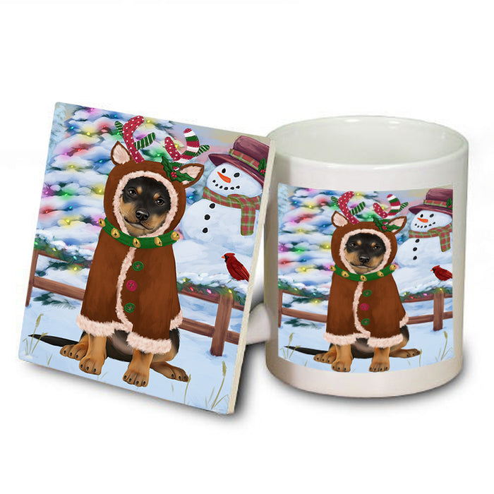 Christmas Gingerbread House Candyfest Australian Kelpie Dog Mug and Coaster Set MUC56142