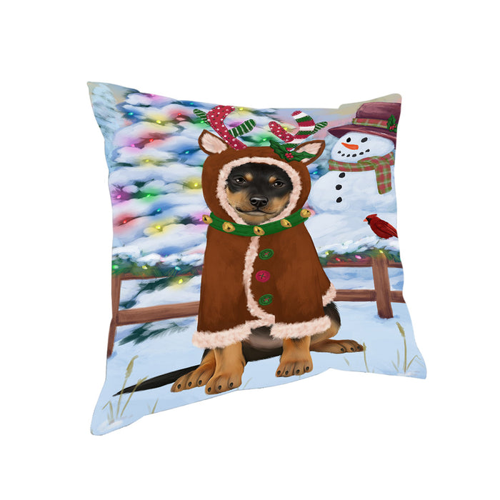 Christmas Gingerbread House Candyfest Australian Kelpie Dog Pillow PIL78892