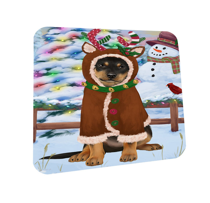 Christmas Gingerbread House Candyfest Australian Kelpie Dog Coasters Set of 4 CST56108