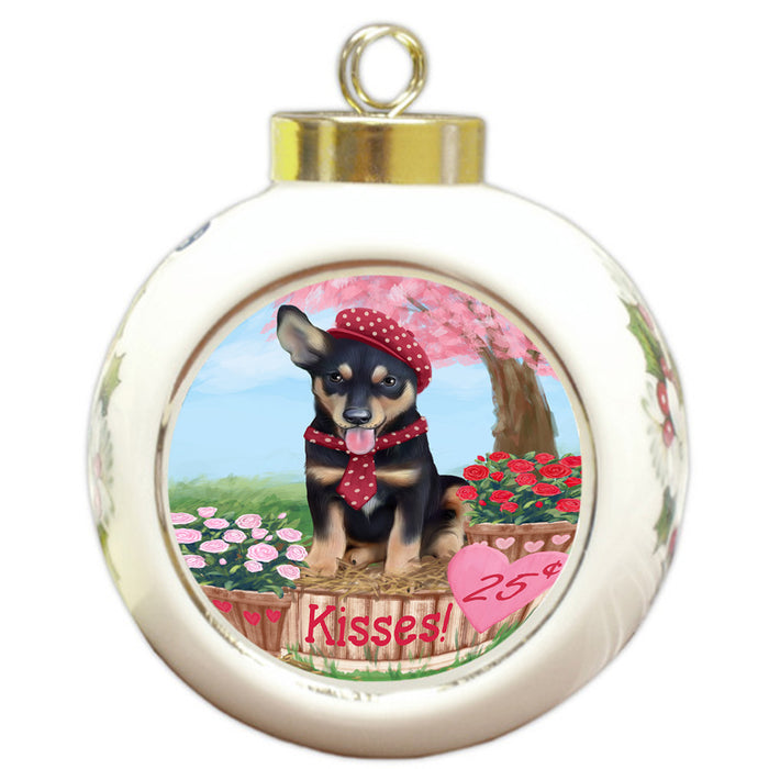 Rosie 25 Cent Kisses Australian Kelpie Dog Round Ball Christmas Ornament RBPOR56157