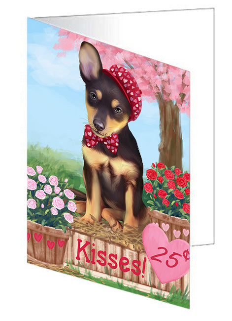 Rosie 25 Cent Kisses Australian Kelpie Dog Handmade Artwork Assorted Pets Greeting Cards and Note Cards with Envelopes for All Occasions and Holiday Seasons GCD71921