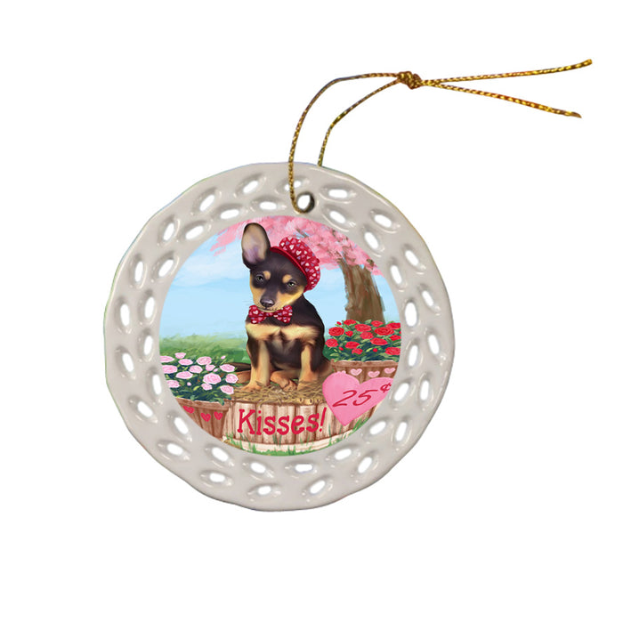 Rosie 25 Cent Kisses Australian Kelpie Dog Ceramic Doily Ornament DPOR56158
