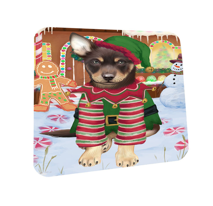 Christmas Gingerbread House Candyfest Australian Kelpie Dog Coasters Set of 4 CST56109