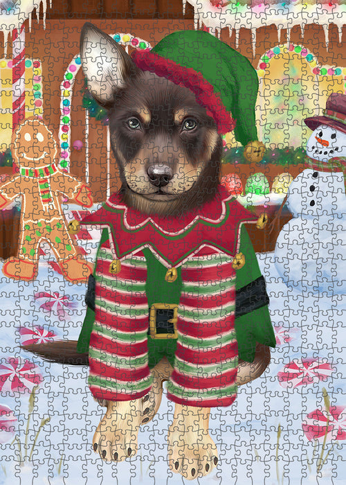 Christmas Gingerbread House Candyfest Australian Kelpie Dog Puzzle with Photo Tin PUZL92804