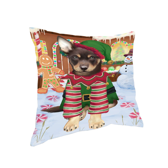 Christmas Gingerbread House Candyfest Australian Kelpie Dog Pillow PIL78896