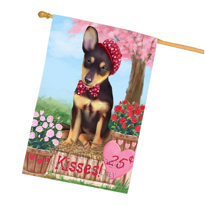 Rosie 25 Cent Kisses Australian Kelpie Dog House Flag FLG56486