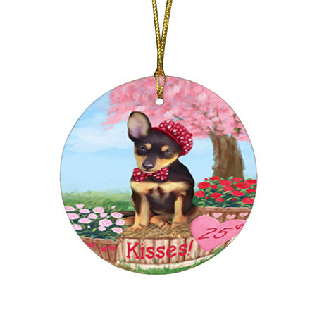 Rosie 25 Cent Kisses Australian Kelpie Dog Round Flat Christmas Ornament RFPOR56158