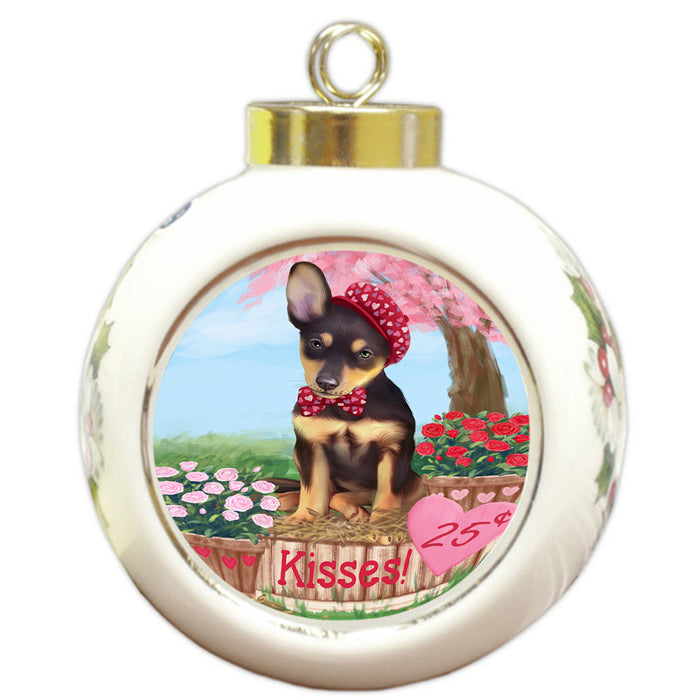 Rosie 25 Cent Kisses Australian Kelpie Dog Round Ball Christmas Ornament RBPOR56158