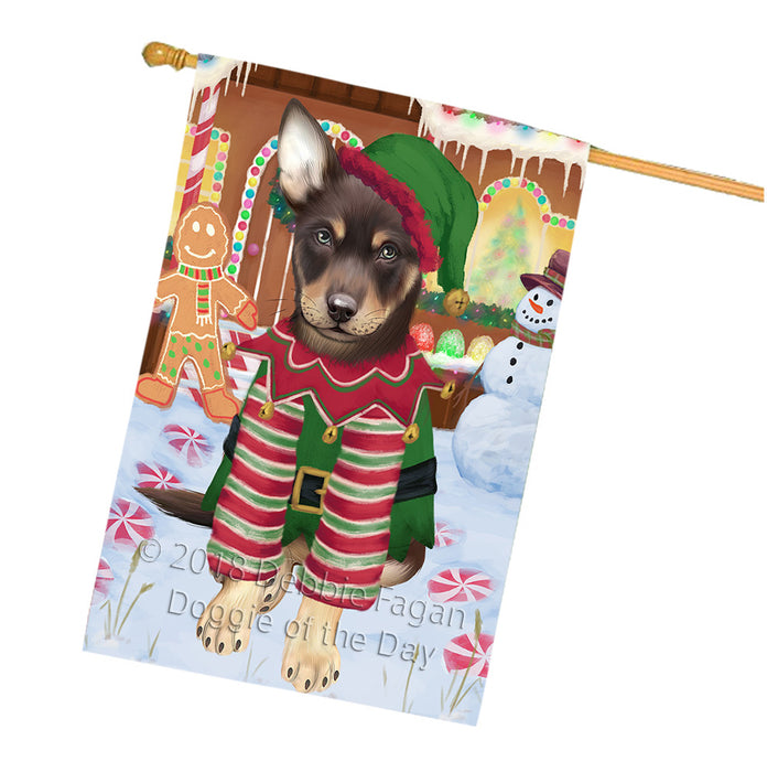 Christmas Gingerbread House Candyfest Australian Kelpie Dog House Flag FLG56835