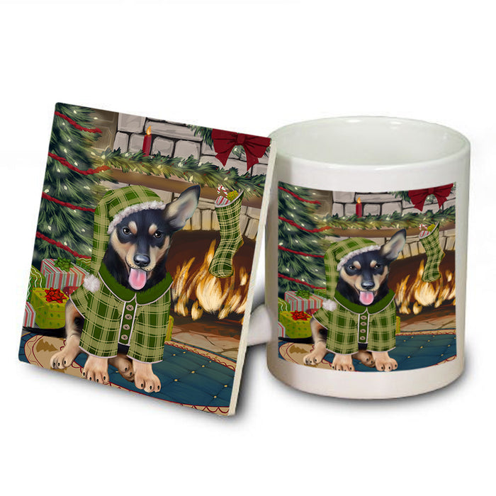 The Stocking was Hung Australian Kelpie Dog Mug and Coaster Set MUC55171