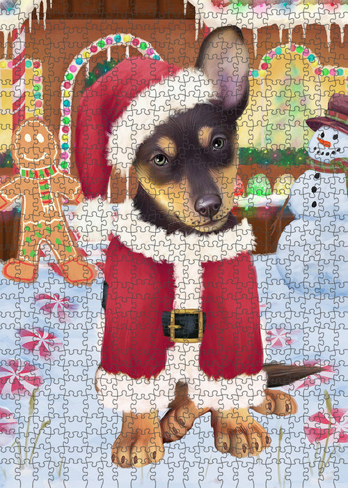 Christmas Gingerbread House Candyfest Australian Kelpie Dog Puzzle with Photo Tin PUZL92808