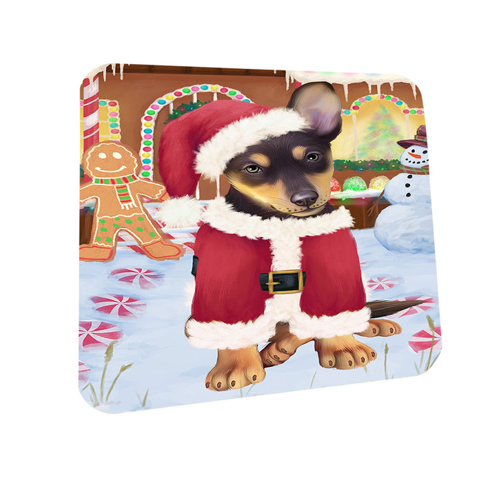 Christmas Gingerbread House Candyfest Australian Kelpie Dog Coasters Set of 4 CST56110