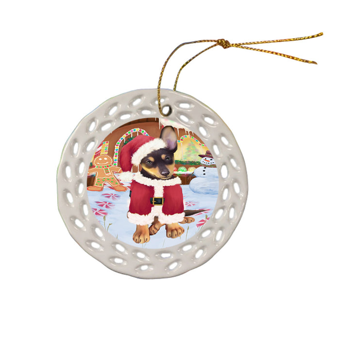 Christmas Gingerbread House Candyfest Australian Kelpie Dog Ceramic Doily Ornament DPOR56508