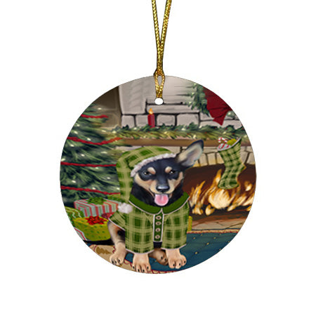 The Stocking was Hung Australian Kelpie Dog Round Flat Christmas Ornament RFPOR55535