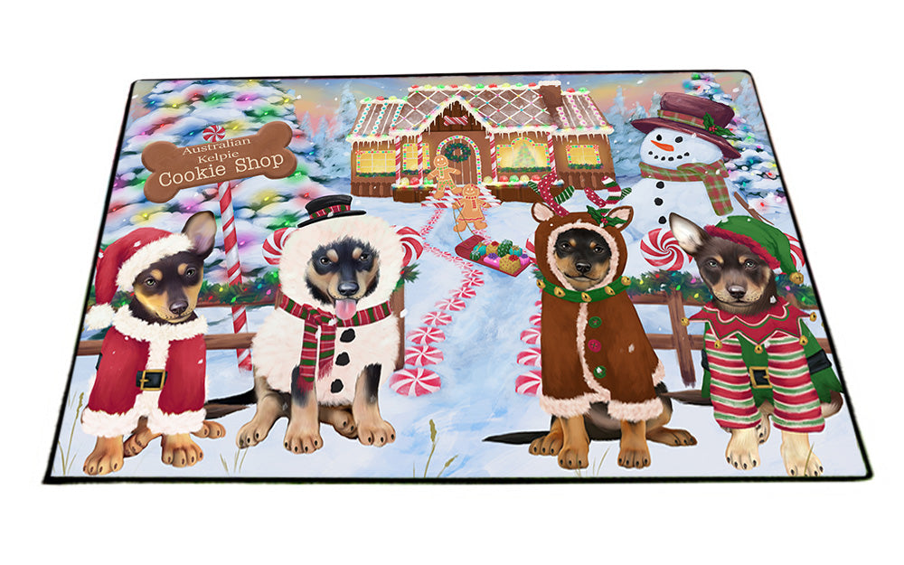 Holiday Gingerbread Cookie Shop Australian Kelpies Dog Floormat FLMS53118