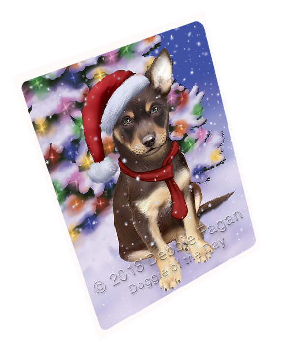Winterland Wonderland Australian Kelpie Dog In Christmas Holiday Scenic Background  Cutting Board C64527