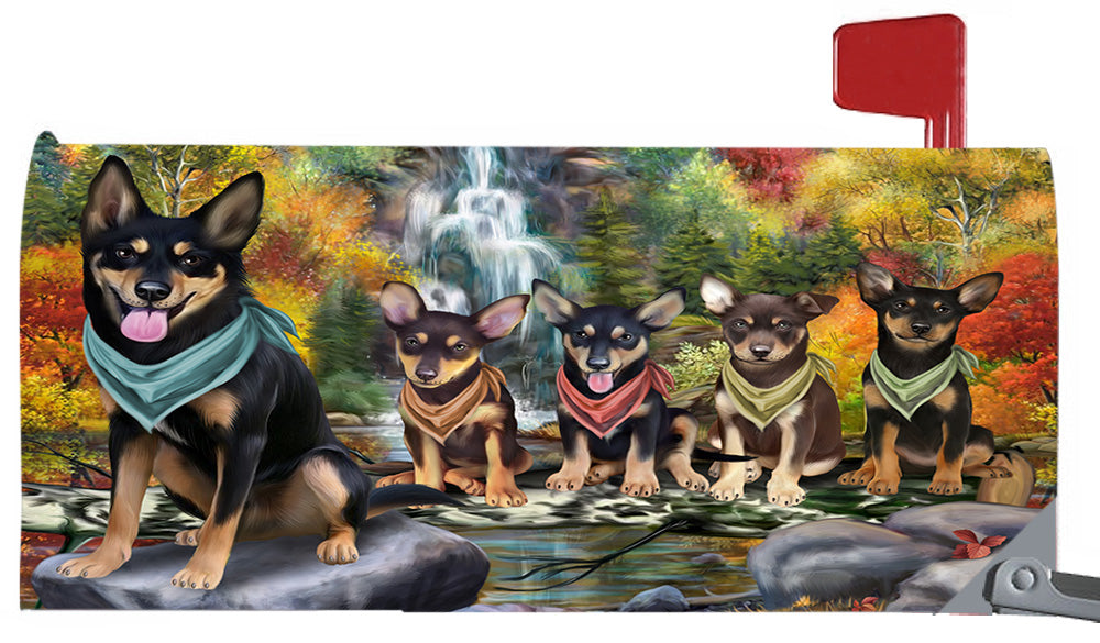 Scenic Waterfall Australian Kelpie Dogs Magnetic Mailbox Cover MBC48700