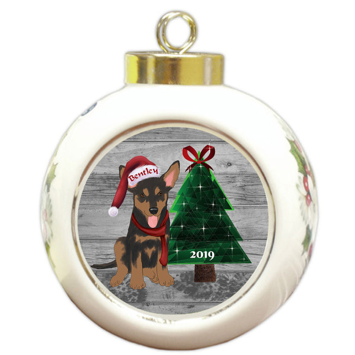 Custom Personalized Australian Kelpie Dog Glassy Classy Christmas Round Ball Ornament