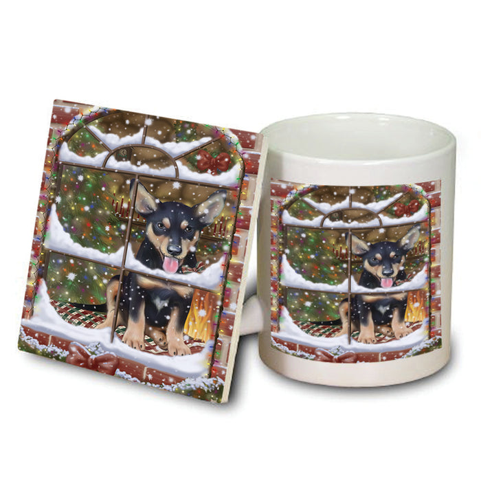 Please Come Home For Christmas Australian Kelpie Dog Sitting In Window Mug and Coaster Set MUC53929