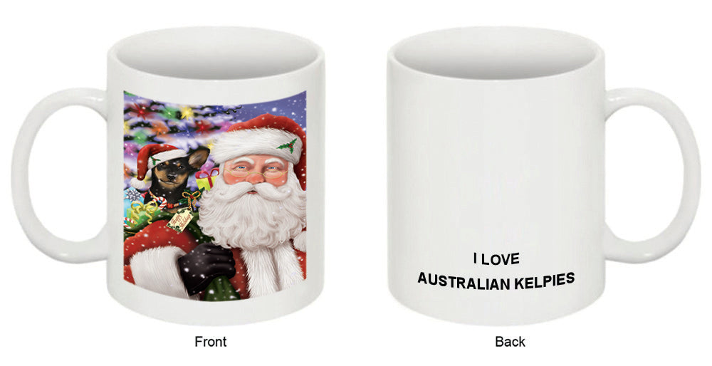 Santa Carrying Australian Kelpie Dog and Christmas Presents Coffee Mug MUG49357