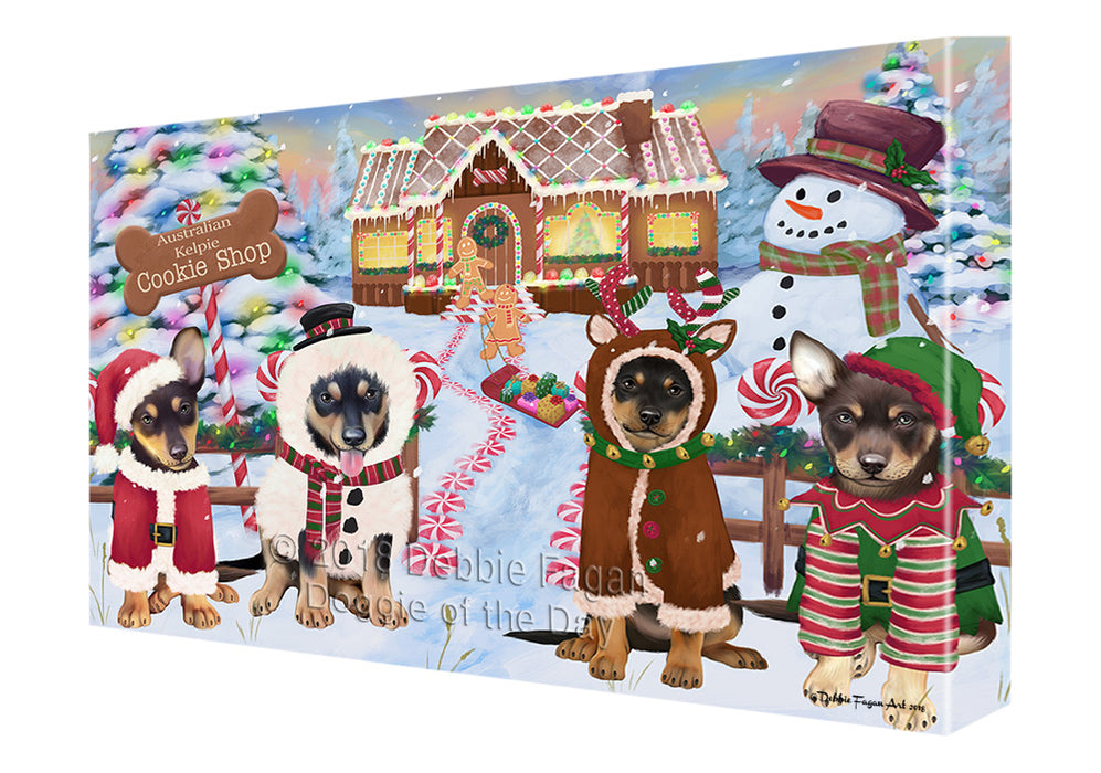 Holiday Gingerbread Cookie Shop Australian Kelpies Dog Canvas Print Wall Art Décor CVS127106