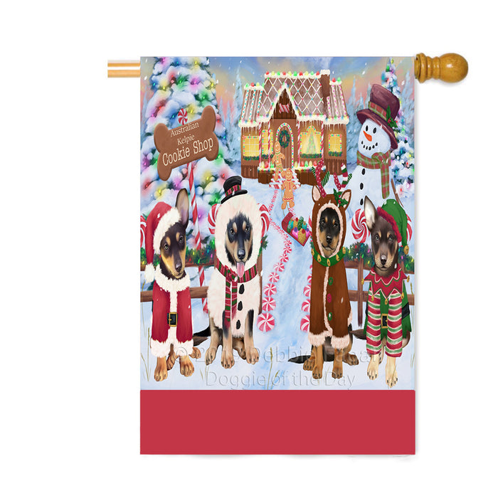Personalized Holiday Gingerbread Cookie Shop Australian Kelpie Dogs Custom House Flag FLG-DOTD-A59228