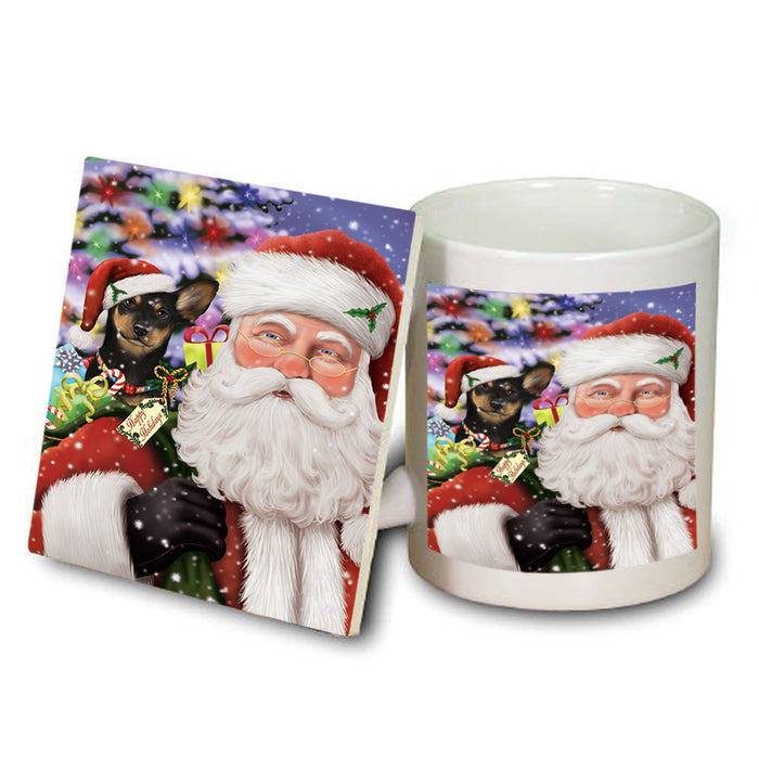 Santa Carrying Australian Kelpie Dog and Christmas Presents Mug and Coaster Set MUC53951