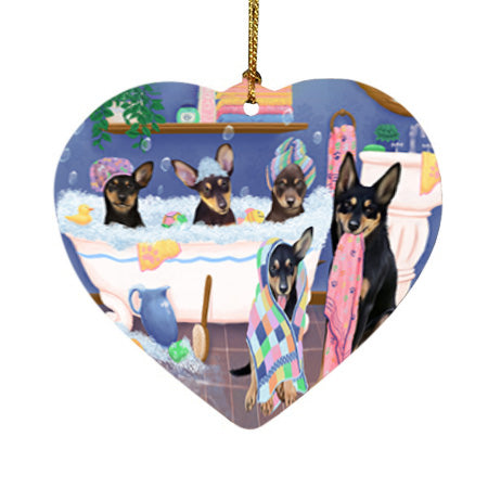 Rub A Dub Dogs In A Tub Australian Kelpies Dog Heart Christmas Ornament HPOR57112