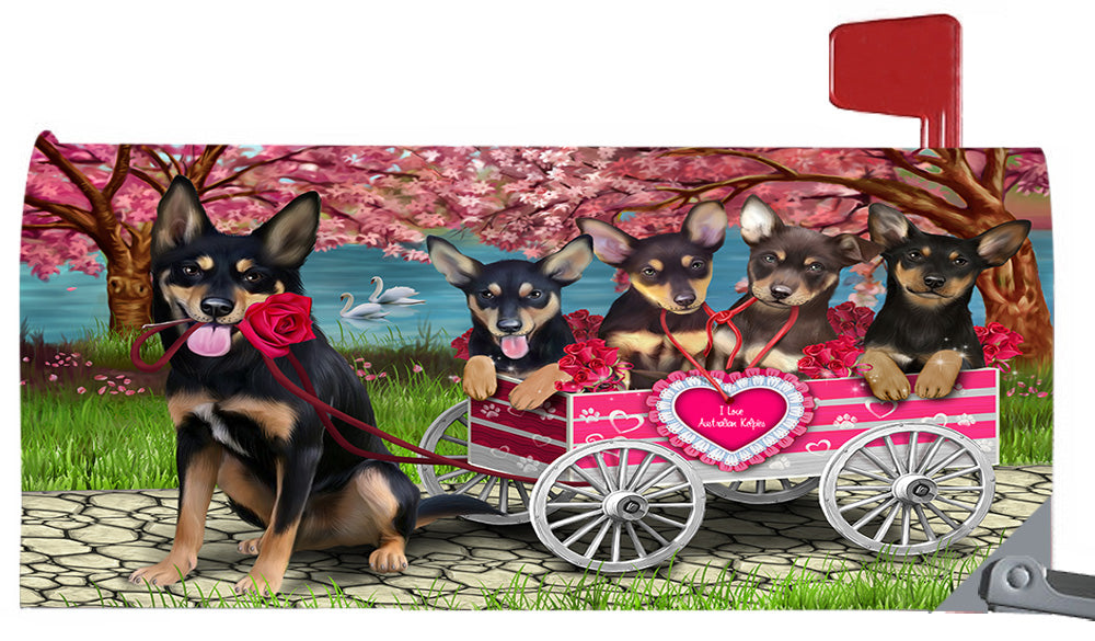I Love Australian Kelpie Dogs in a Cart Magnetic Mailbox Cover MBC48529