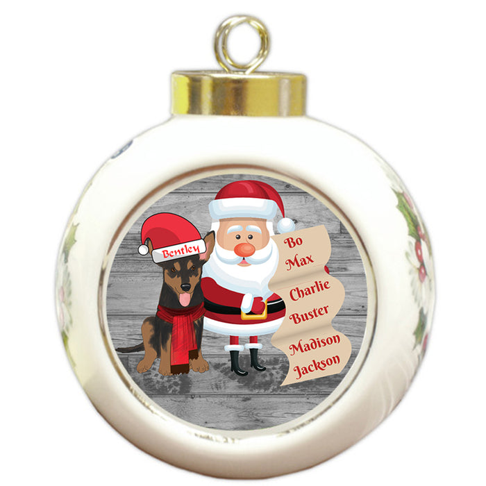 Custom Personalized Santa with Australian Kelpie Dog Christmas Round Ball Ornament