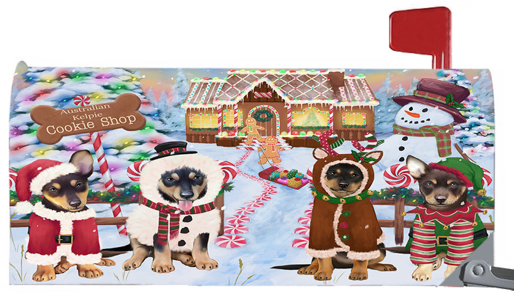 Christmas Holiday Gingerbread Cookie Shop Australian Kelpies Dogs 6.5 x 19 Inches Magnetic Mailbox Cover Post Box Cover Wraps Garden Yard Décor MBC48959