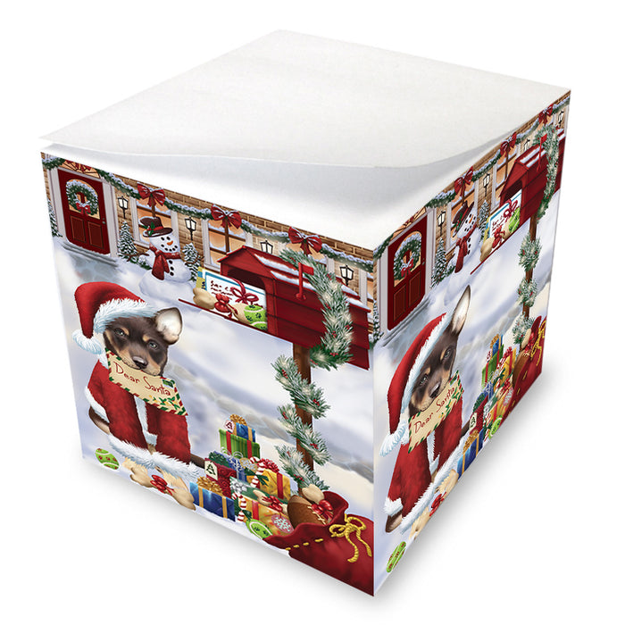 Australian Kelpie Dog Dear Santa Letter Christmas Holiday Mailbox Note Cube NOC55516