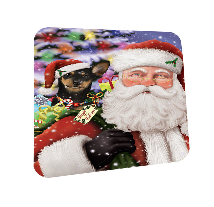 Santa Carrying Australian Kelpie Dog and Christmas Presents Coasters Set of 4 CST53917