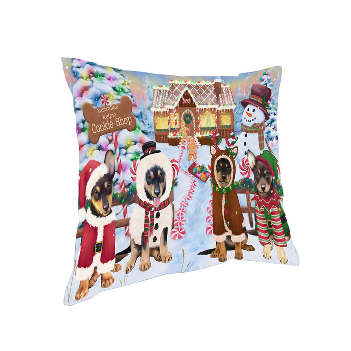 Holiday Gingerbread Cookie Shop Australian Kelpies Dog Pillow PIL78684
