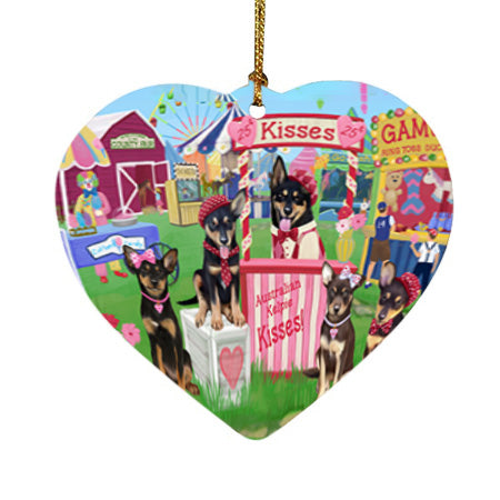 Carnival Kissing Booth Australian Kelpies Dog Heart Christmas Ornament HPOR56132