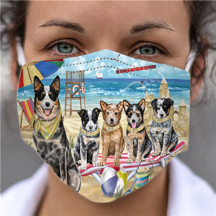 Pet Friendly Beach Australian Kelpies Dogs Face Mask FM49067